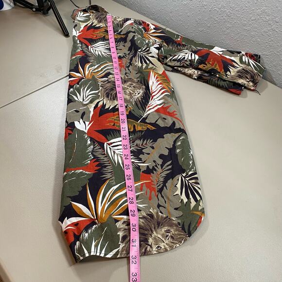 Just Four Inc Mens 38 Medium Floral Hawaiian Shirt Short Sleeve Tee Top Button - Picture 10 of 11